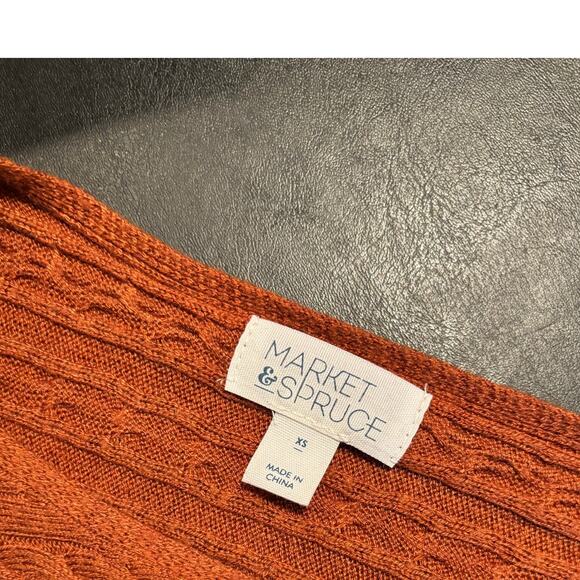 Market & Spruce Cable Knit 3/4 Dolman Sleeve Copper Sweater, Size XS, EUC - Picture 4 of 4